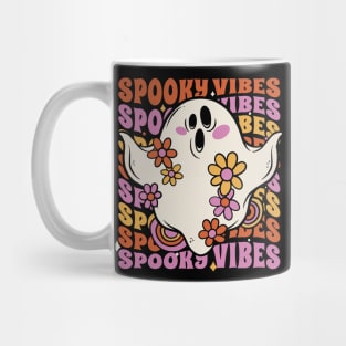 Vintage Spooky Vibes // Cute Groovy Ghost Halloween Mug